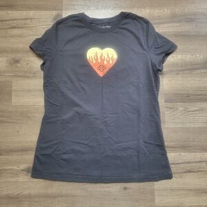 HARLEY DAVIDSON LADIES  FLAME HEART TOP SHIRT Size Large